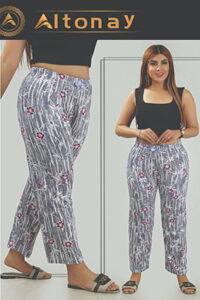 شلوار راحتی زنانه Altonay راه راه گل دار خاکستری