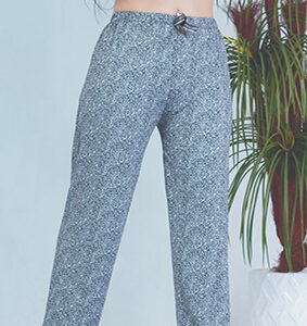 شلوار راحتی زنانه Altonay گل ریز سفید زمینه خاکستری